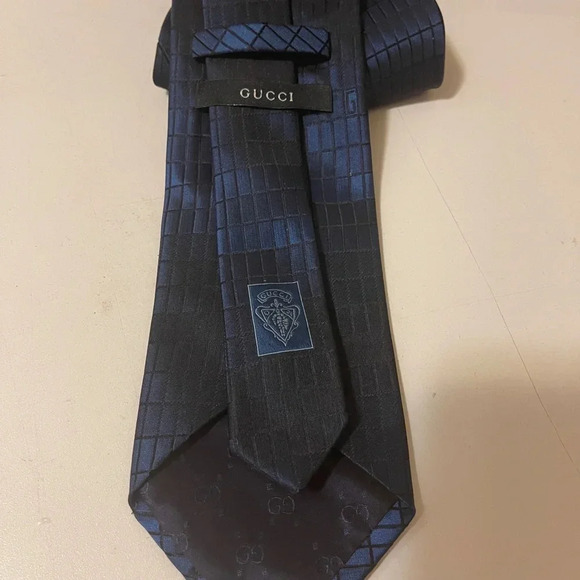 Gucci Gg Pattern Tie Made In Italy Silk Thick Black mens tie, long. - Picture 7 of 12
